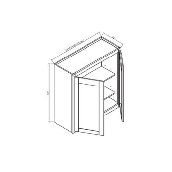 W2439 Shaker Pitch Black 2 Doors Wall cabinets 12" deep 39" High - 24" Wide x 12" Deep x 39" High 2Doors 3 Shelves