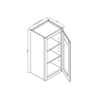 W0930 Shaker Dove 1 Door Wall Cabinets 12" deep 30" High - 09" Wide x 12 "Deep x 30" High 1 Door 2 Shelves