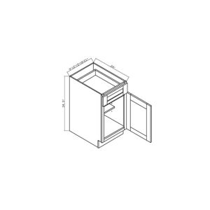 B21 Shaker Dove 1 Door Base Cabinets 34 <sup>1/2</sup>" High x 24" Deep - 21" Wide x 24" Deep x 34 <sup>1/2</sup>" High 1 Door 1 Drawer 1 Shelf