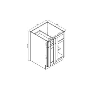BBC42/45 Shaker Dove 1 Door Blind Base Cabinets - 42" Wide x 24" Deep x 34 <sup>1/2</sup>" High 1 Door 1 Drawer 1 Shelf