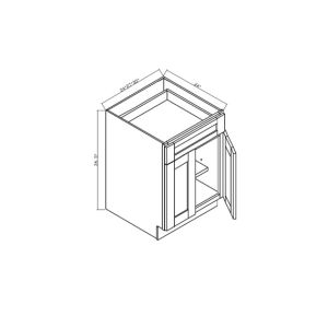 B36 Shaker Dove 2 Doors Base Cabinets 34 <sup>1/2</sup>" High x 24" Deep - 36" Wide x 24" Deep x 34 <sup>1/2</sup>" High 2 Doors 2 Drawers 1 Shelf
