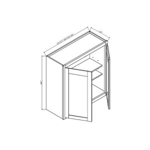 W2430 Elite Ocean Blue 2 Doors Wall cabinets 12" deep 30" High - 24" Wide x 12" Deep x 30" High 2Doors 2 Shelves