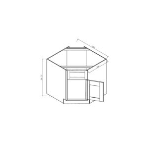 BEC36 Elegance Nickel Corner Sink Base - 36" x 36" x 34 <sup>1/2</sup>" High