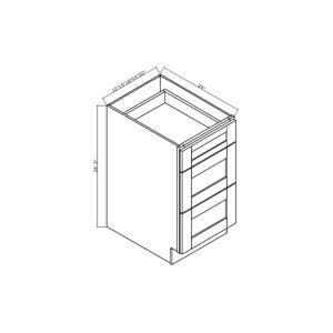 DB36-3 Shaker Dove Drawer Base Units - 36" Wide x 34 <sup>1/2</sup>" High x 24" Deep 3 Drawers