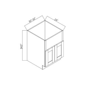 FSB36 Petite Shaker Frost Farmer Sink Base Cabinets - 36" Wide x 24" Deep x 34 <sup>1/2</sup>" High