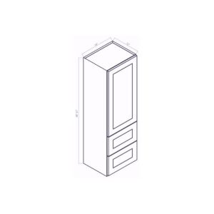 W2D1857 Elegance Nickel Wall Cabinet - 2 Built In Drawers - 18" Wide x 57" High x 12" Deep 1Door 2Drawers 2 Shelves