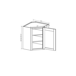 WDC2436 Elegance Nickel 1 Door Wall Diagonal Cabinets - 24" Wide x 24" Deep x 39” High 1 Door 2 Shelves
